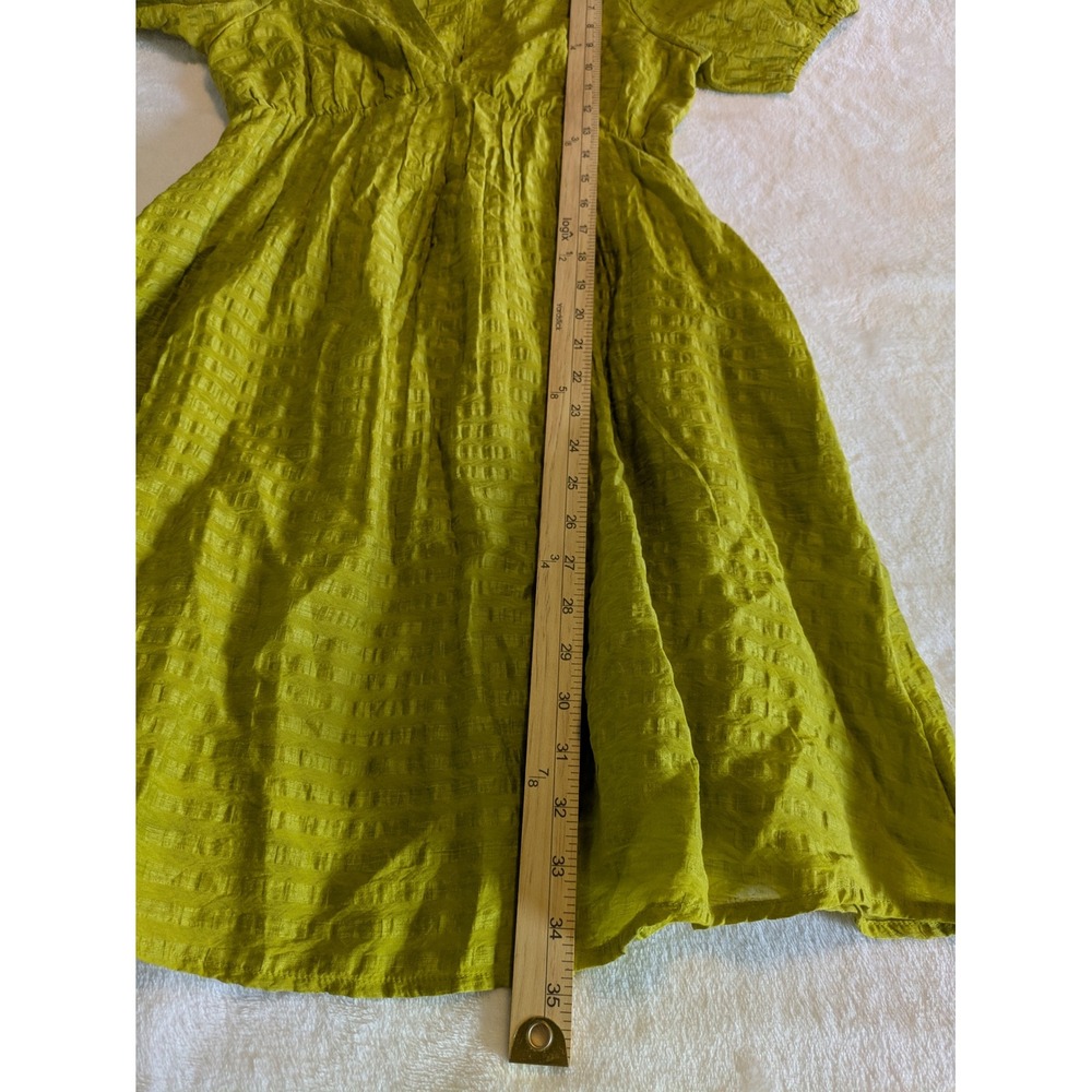 Madewell Annamarie Mini Babydoll Dress Size 0 Citrus Lime Green Puff Sleeve - Picture 9 of 13